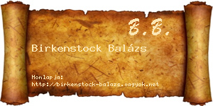 Birkenstock Balázs névjegykártya